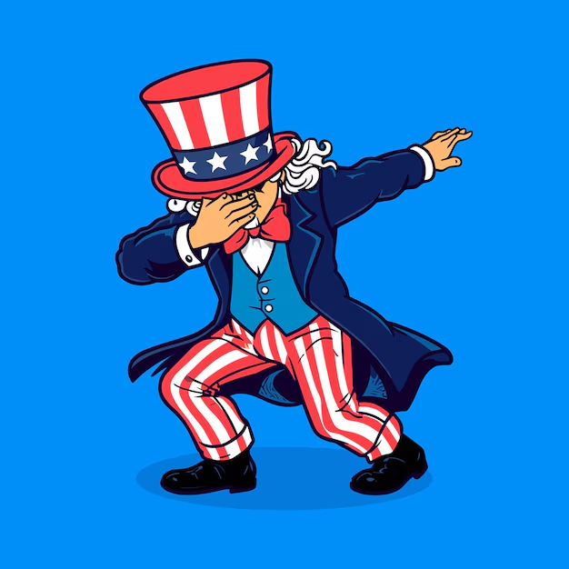 Uncle Sam energetically dabbing